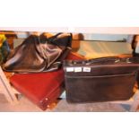 Leather effect briefcase, leather effect Attache case and a black holdall. Not available for in-