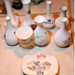 selection of decorative ceramic posy vases plus a decorative wedgewood dish Not available for in-