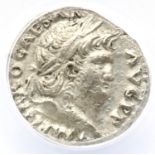 Slabbed and ANACS verified AD64 Roman ilver Denarius of Emperor Nero Rome mint. P&P Group 1 (£14+VAT