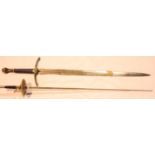 Contemporary fantasy sword and a Spanish fencing sword. P&P Group 3 (£25+VAT for the first lot