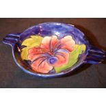 Large Moorcroft blue Hibiscus Quaich. Not available for in-house P&P