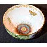 Small Crown Devon Salamander lustre footed bowl, D: 12 cm. Not available for in-house P&P