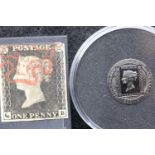 The Worlds First Blackened Penny Black Coin in Gold, (1/25 oz), with Worlds First Postage Stamp, the