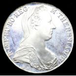 Later struck silver Maria Theresa Thaler coin. P&P Group 1 (£14+VAT for the first lot and £1+VAT for