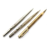 Sterling silver Life Long propelling pencil, a further chromed example and an Eversharp gold