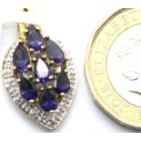 9ct yellow gold tanzanite and diamond pendant, H: 22 mm, 2.1g. P&P Group 1 (£14+VAT for the first