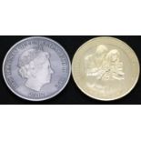 Two 88 mm Super Crown boxed coins, Tristan Da Cunha Diamond Jubilee and Royal Baby commemorative.