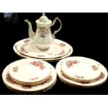 Sixteen items of Paragon Mayflower pattern dinnerware and a Victoriana Rose coffee pot. P&P Group