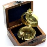 Boxed brass compass marked Stanley London, D: 5.5 cm. P&P Group 1 (£14+VAT for the first lot and £