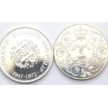 Two silver proof crowns, 1972 and 1977. P&P Group 1 (£14+VAT for the first lot and £1+VAT for