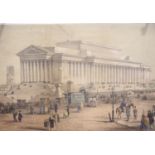 Antique hand tinted lithograph of St George's Hall Liverpool, 30 x 40 cm. P&P Group 3 (£25+VAT for