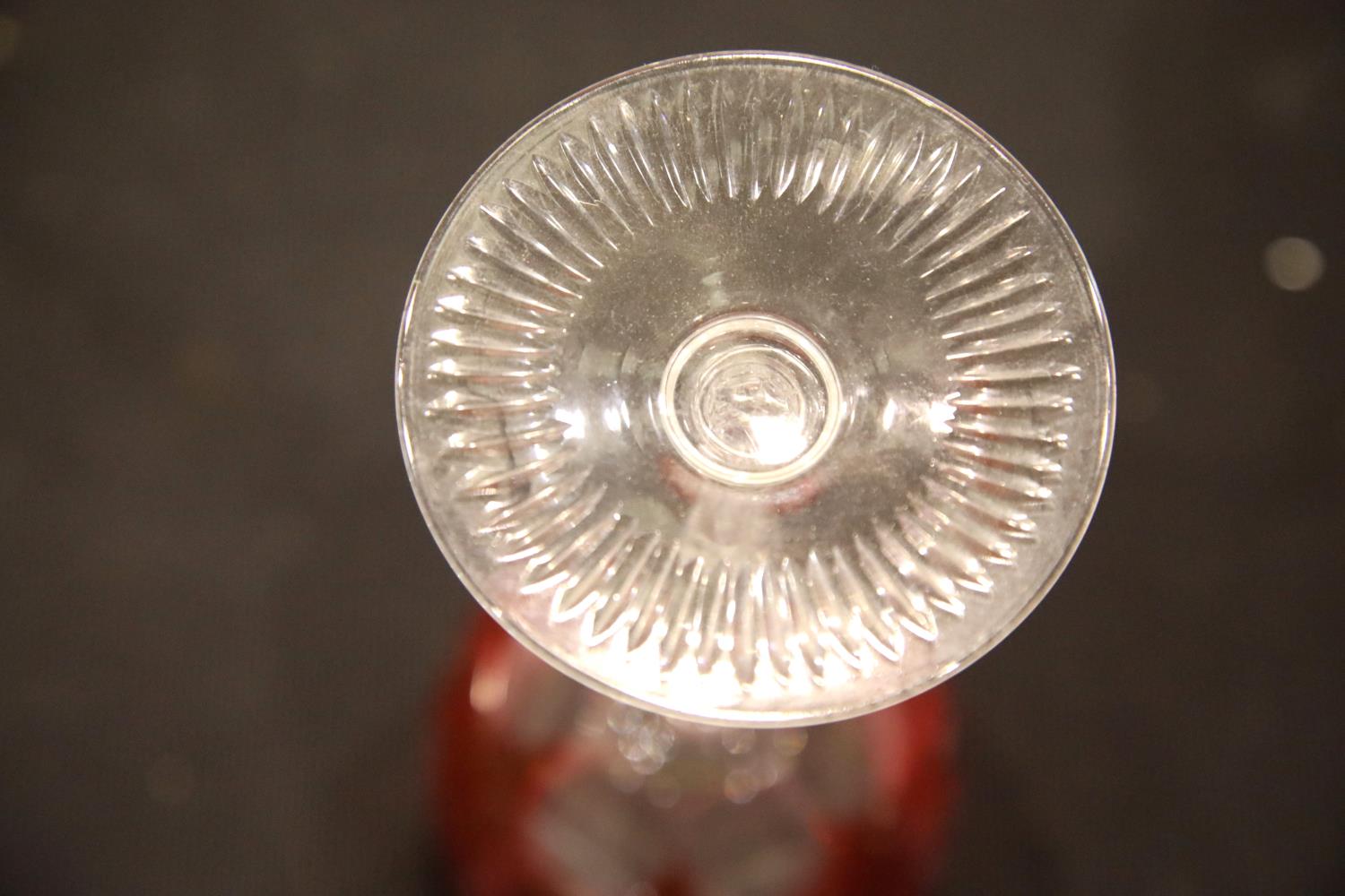 Set of six Edwardian cutaway Cranberry crystal hock glasses, H: 15 cm. P&P Group 3 (£25+VAT for - Image 4 of 5