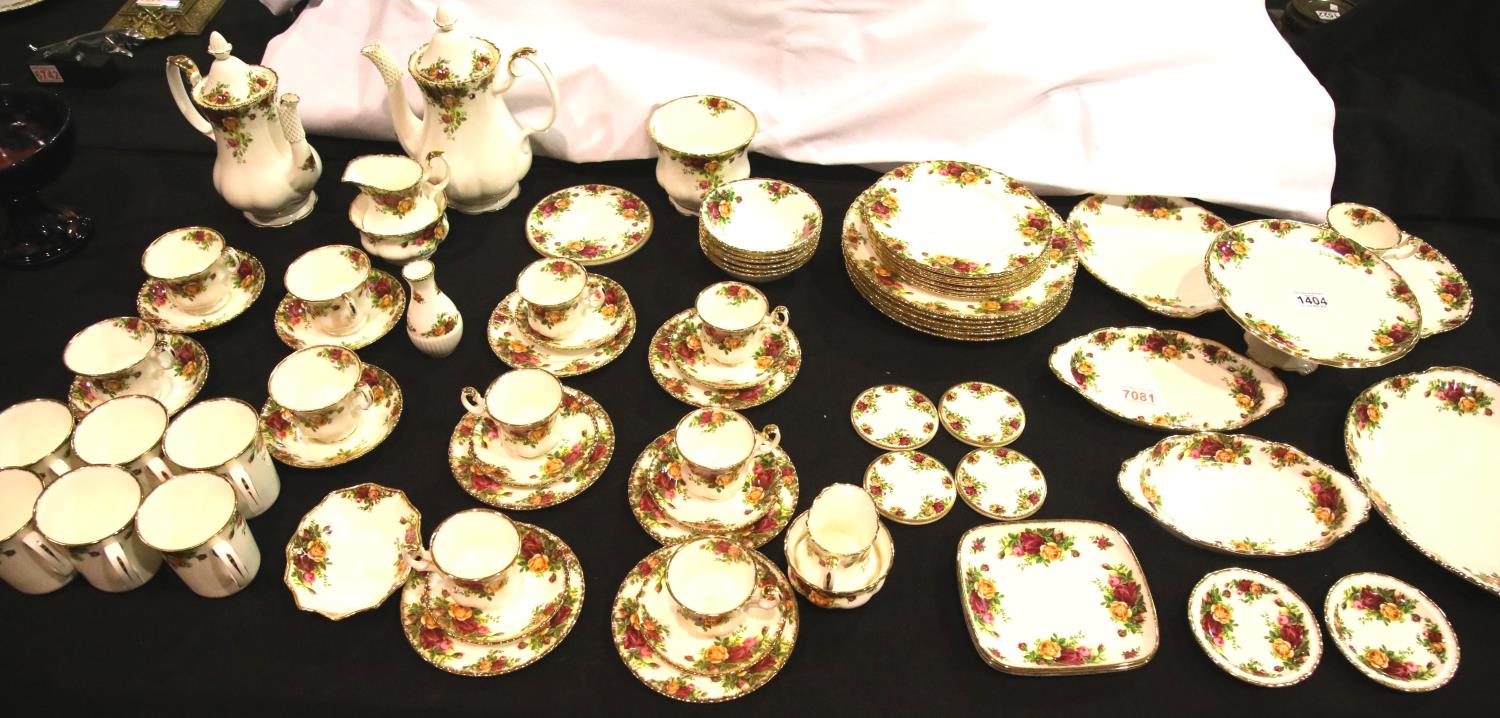 Royal Albert Old Country Roses dinner and tea ware with gilt, mix of first and seconds quality, 74