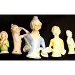 Five ceramic pin cushion dolls a nude example. P&P Group 2 (£18+VAT for the first lot and £3+VAT for