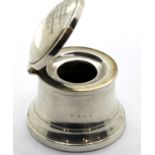 Edwardian (weighted) hallmarked silver commemorative inkwell, Birmingham assay. Dated 1904 by