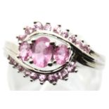 Sterling silver pink tourmaline ring. Size O, 4.0g. P&P Group 1 (£14+VAT for the first lot and £1+