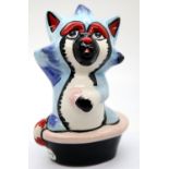 Lorna Bailey cat, Bathtime H: 13 cm. P&P Group 1 (£14+VAT for the first lot and £1+VAT for