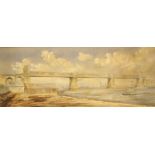 Unattributed watercolour, viaduct, inscribed verso from B Limb? 49 x 20 cm. P&P Group 3 (£25+VAT for