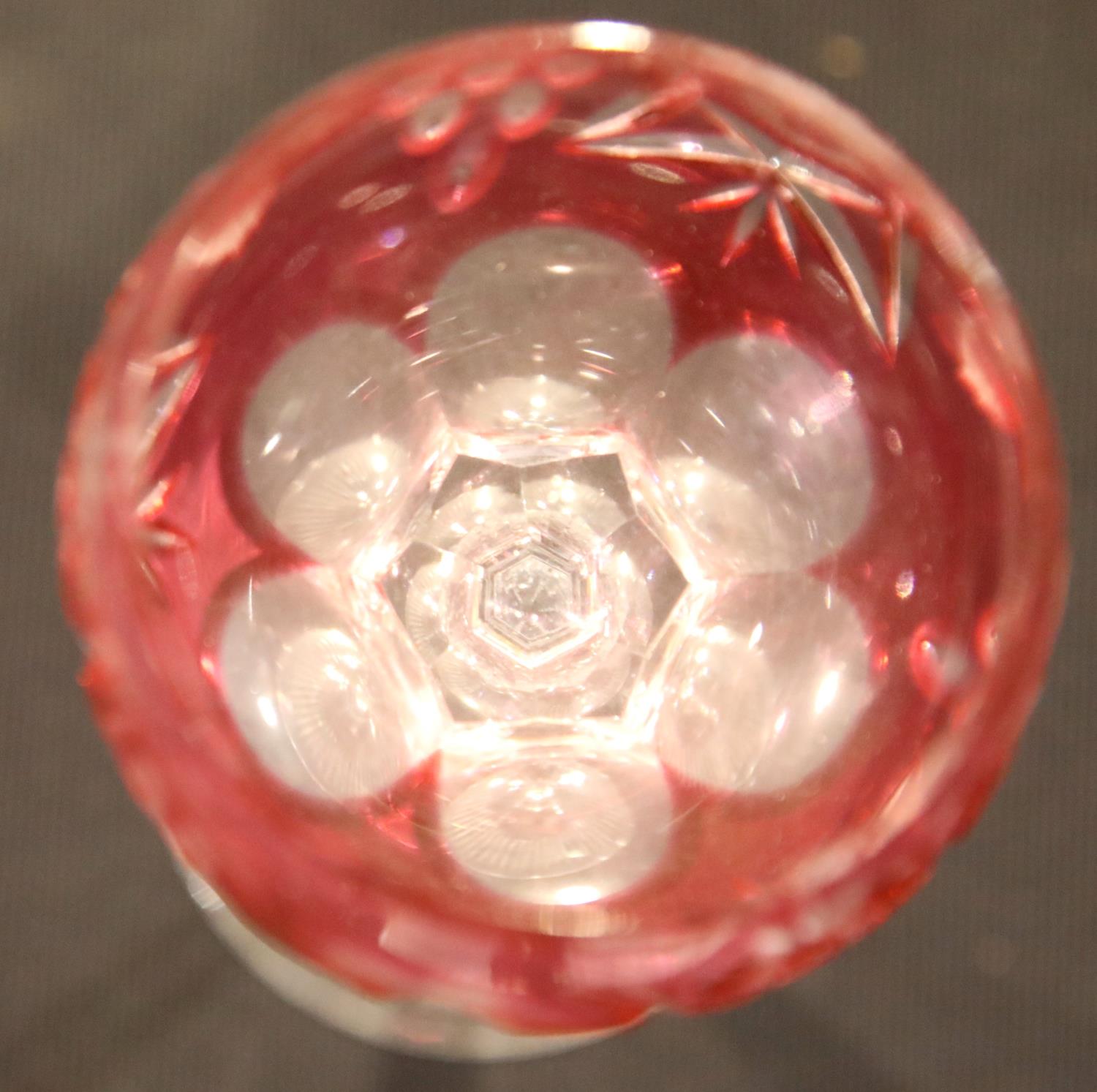 Set of six Edwardian cutaway Cranberry crystal hock glasses, H: 15 cm. P&P Group 3 (£25+VAT for - Image 5 of 5