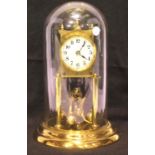 Glass domed mechanical brass anniversary clock, H: 31 cm. P&P Group 3 (£25+VAT for the first lot and