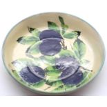 Wemyss Plums bowl with blue rim for T Goode and Co, D: 16 cm. P&P Group 1 (£14+VAT for the first lot
