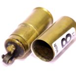 Brass shell case formed Trench Art lighter. P&P Group 1 (£14+VAT for the first lot and £1+VAT for