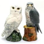 Royal Doulton Snowy Owl and Peregrine Falcon figurines. Owl H: 18 cm, Falcon H: 19 cm. P&P Group