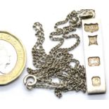 Hallmarked silver ingot necklace, pendant L: 3 cm, chain L: 50 cm. P&P Group 1 (£14+VAT for the