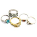 Five 925 silver stone set assorted rings. P&P Group 1 (£14+VAT for the first lot and £1+VAT for