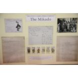 D'Oyly Carte Mikado montage, including images, letters etc, stamped Promotional Copy, overall 98 x