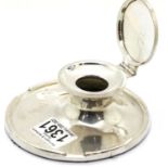 George VI (weighted) hallmarked silver Capstan inkwell, D: 13 cm. P&P Group 1 (£14+VAT for the first