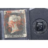 The Worlds First Blackened Penny Black Coin in Gold, (1/25 oz), with Worlds First Postage Stamp, the