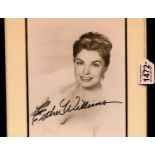 Esther Williams, framed signed photograph, 24 x 19 cm, with CoA from Todd Mueller. P&P Group 2 (£