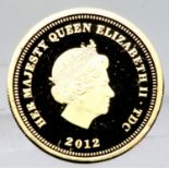 Elizabeth II 2012 encapsulated gold half crown. P&P Group 2 (£18+VAT for the first lot and £3+VAT