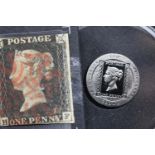 The Worlds First Blackened Penny Black Coin in Gold, (1/25 oz), with Worlds First Postage Stamp, the