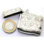 Victorian hallmarked silver vesta case, Birmingham assay 1869, L: 4.5 cm, 21g. P&P Group 1 (£14+