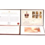 Three cased Westminster Mint silver coin stamp covers, Trooping the Colour, Line of Succession and