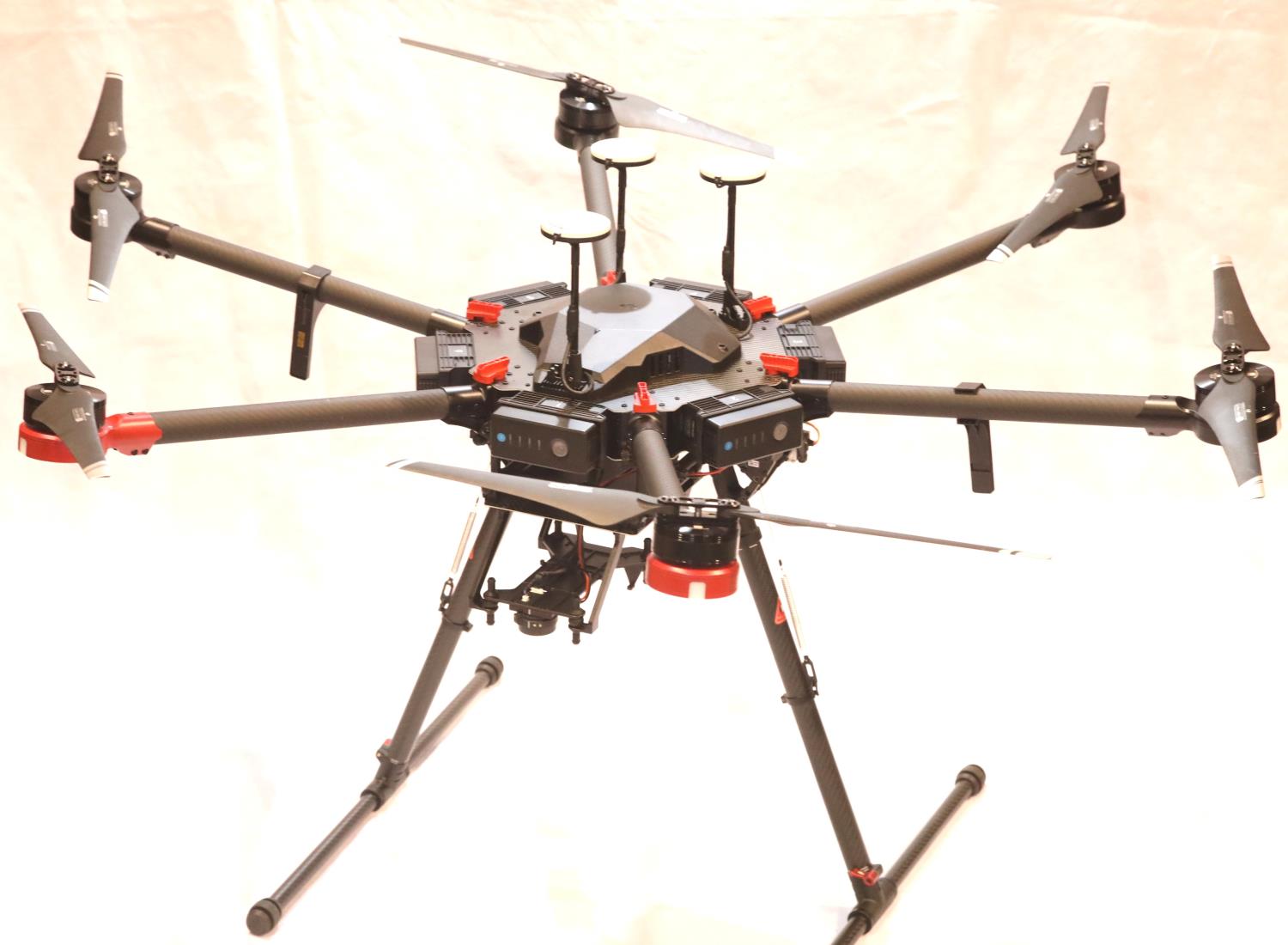 dji Matrice 600 Pro drone fitted with a Zenmuse X3 gimbal camera, with 6 x TB47X batteries, 2 x