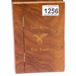 WWII German engraved wooden box in the shape of Mein Kampf. P&P Group 2 (£18+VAT for the first lot