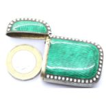 Norwegian enamelled sterling silver vesta case, 4.5 x 3 cm, 30g. P&P Group 1 (£14+VAT for the