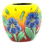 Anita Harris Blue Flowers vase, signed in gold, H: 13 cm. P&P Group 1 (£14+VAT for the first lot and