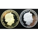 Two Queen Elizabeth Tristan Da Cunha boxed £5 coins, one silver. P&P Group 1 (£14+VAT for the