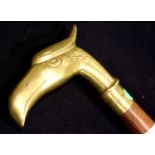 Falcon brass handled walking stick, L: 96 cm. P&P Group 2 (£18+VAT for the first lot and £3+VAT