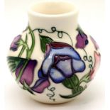 Moorcroft vase in the Sweetness pattern, H: 9 cm. P&P Group 1 (£14+VAT for the first lot and £1+