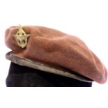 WWII Parachute Beret with unofficial R.E.M.E cap badge worn on D-Day. P&P Group 1 (£14+VAT for the