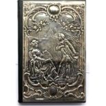 Elizabeth II hallmarked silver and leather bound address book, unused, 12 x 8 cm, Londay assay 1990.