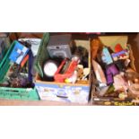 Three boxes of mixed items including torches and bakery items. Not available for in-house P&P,