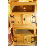Two pine cabinets with cupboard, 65 x 60 x 53 cm each. Not available for in-house P&P, contact