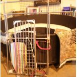 Large free standing clothes airer, ironing board and two other airers. Not available for in-house
