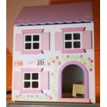 Child's wooden dolls house with furniture. Not available for in-house P&P, contact Paul O'Hea at